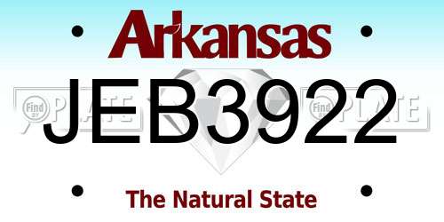 JEB3922 Arkansas License Plate