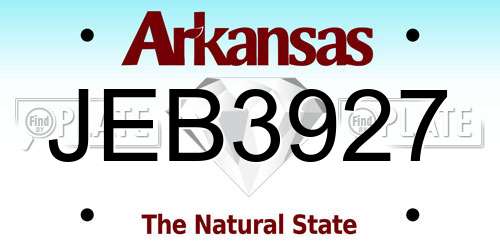 JEB3927 Arkansas License Plate