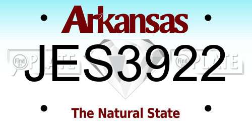 JES3922 Arkansas License Plate