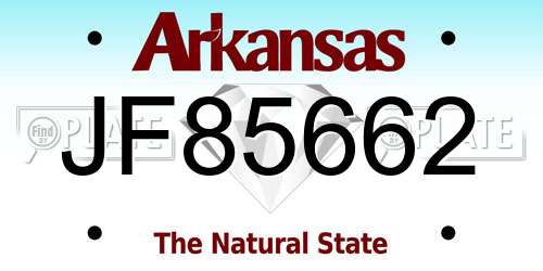 JF85662 Arkansas License Plate