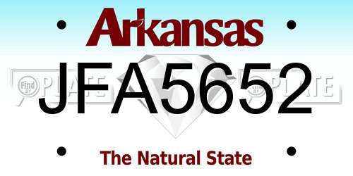JFA5652 Arkansas License Plate