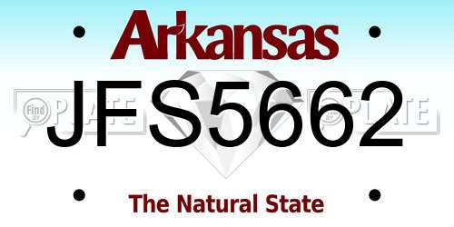 JFS5662 Arkansas License Plate