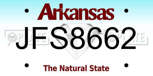 JFS8662 Arkansas License Plate