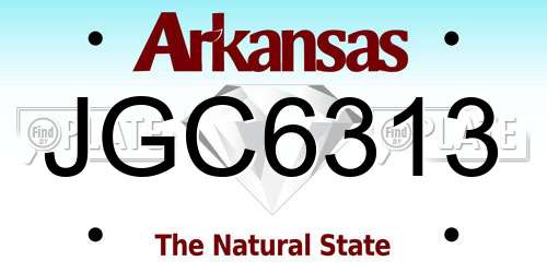 JGC6313 Arkansas License Plate