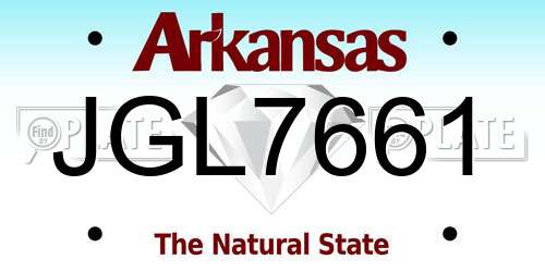 JGL7661 Arkansas License Plate
