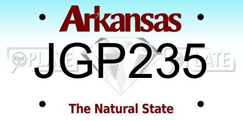 JGP235 Arkansas License Plate
