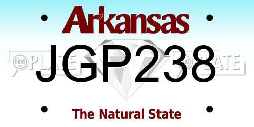 JGP238 Arkansas License Plate