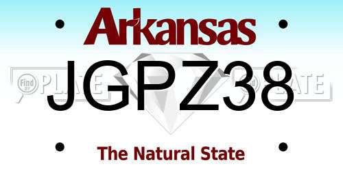 JGPZ38 Arkansas License Plate