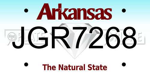 JGR7268 Arkansas License Plate