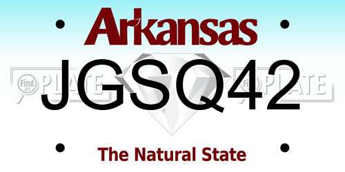 JGSQ42 Arkansas License Plate