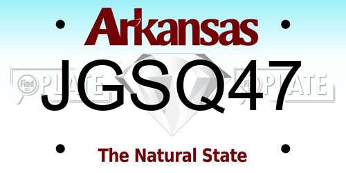 JGSQ47 Arkansas License Plate