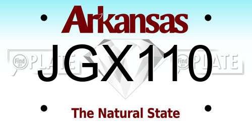 JGX110 Arkansas License Plate