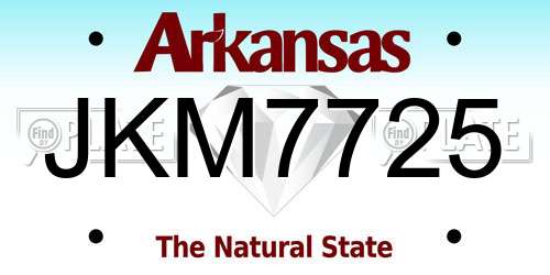 JKM7725 Arkansas License Plate