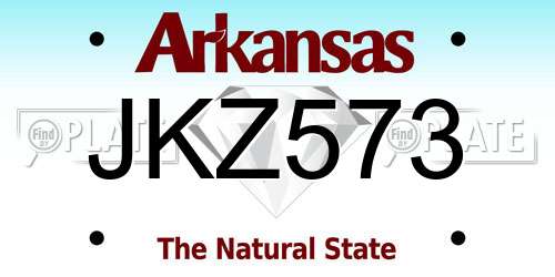 JKZ573 Arkansas License Plate
