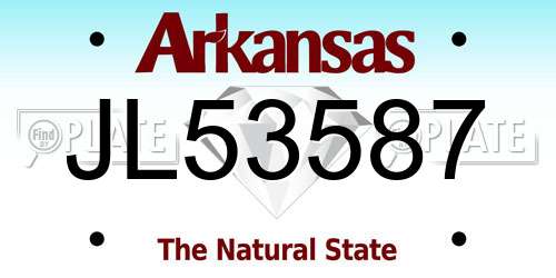 JL53587 Arkansas License Plate
