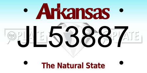 JL53887 Arkansas License Plate