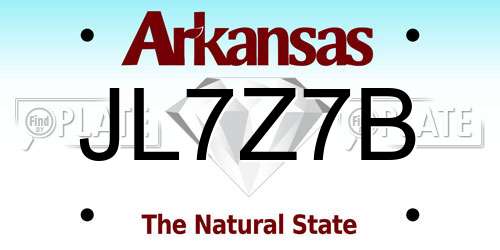 JL7Z7B Arkansas License Plate