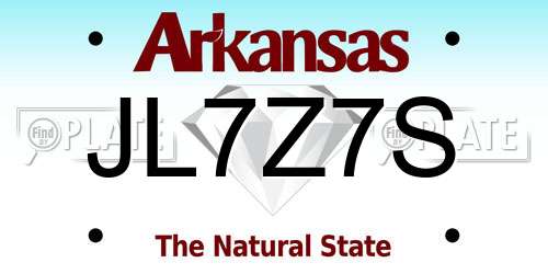 JL7Z7S Arkansas License Plate
