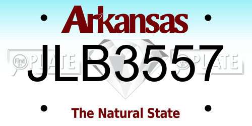 JLB3557 Arkansas License Plate