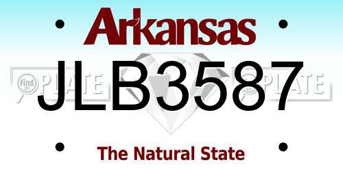 JLB3587 Arkansas License Plate
