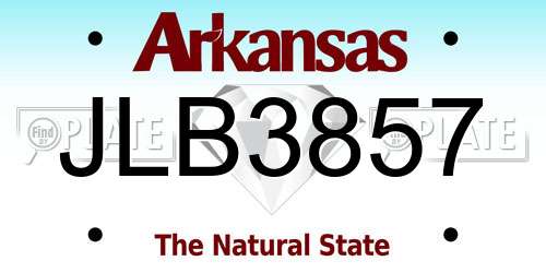 JLB3857 Arkansas License Plate