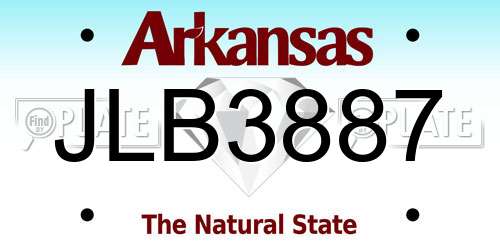 JLB3887 Arkansas License Plate