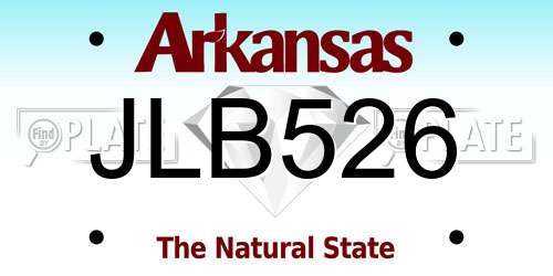 JLB526 Arkansas License Plate