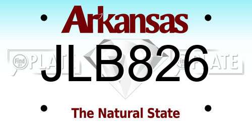 JLB826 Arkansas License Plate