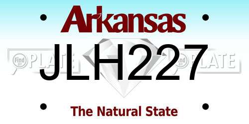 JLH227 Arkansas License Plate