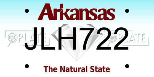 JLH722 Arkansas License Plate