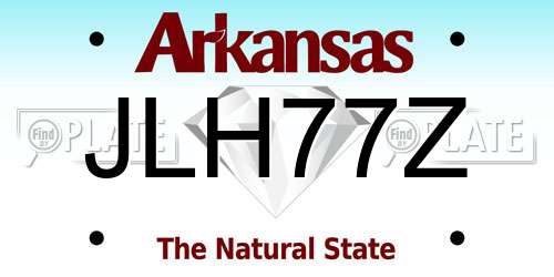 JLH77Z Arkansas License Plate