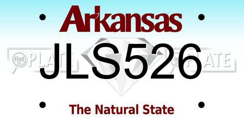 JLS526 Arkansas License Plate