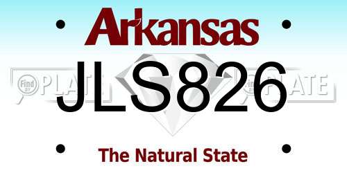 JLS826 Arkansas License Plate