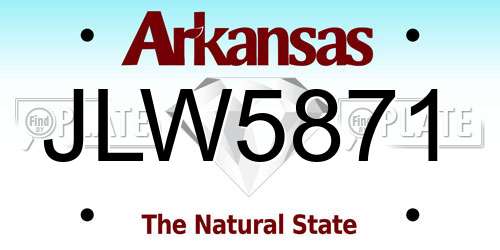 JLW5871 Arkansas License Plate