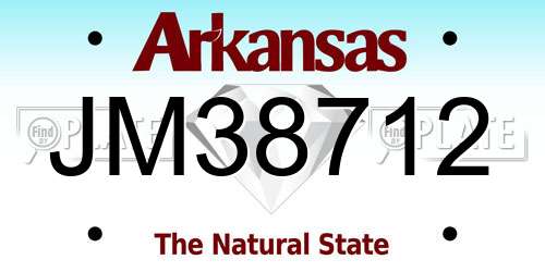 JM38712 Arkansas License Plate