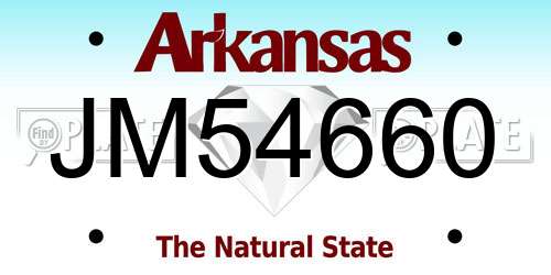 JM54660 Arkansas License Plate