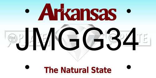 JMGG34 Arkansas License Plate