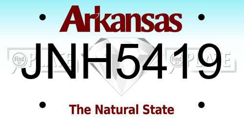 JNH5419 Arkansas License Plate