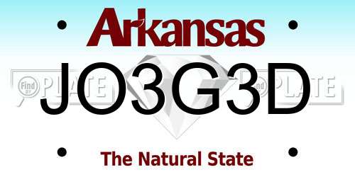 JO3G3D Arkansas License Plate