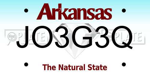JO3G3Q Arkansas License Plate