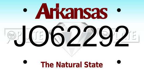 JO62292 Arkansas License Plate
