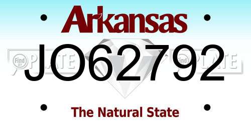 JO62792 Arkansas License Plate