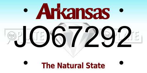 JO67292 Arkansas License Plate