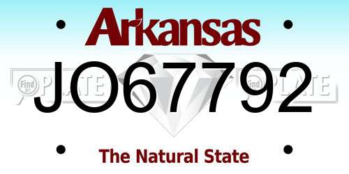 JO67792 Arkansas License Plate