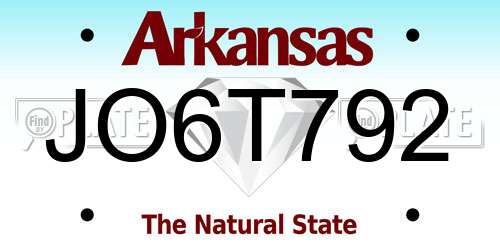 JO6T792 Arkansas License Plate
