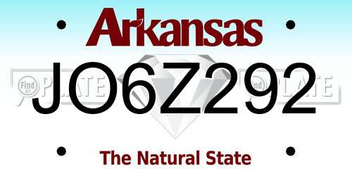JO6Z292 Arkansas License Plate