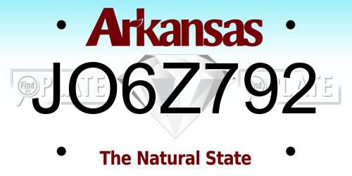 JO6Z792 Arkansas License Plate