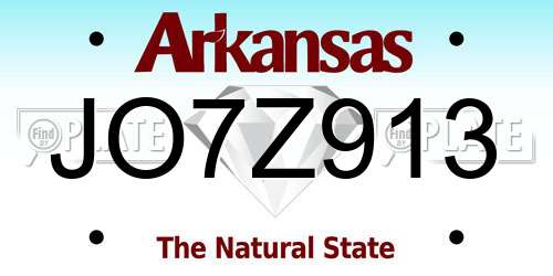JO7Z913 Arkansas License Plate