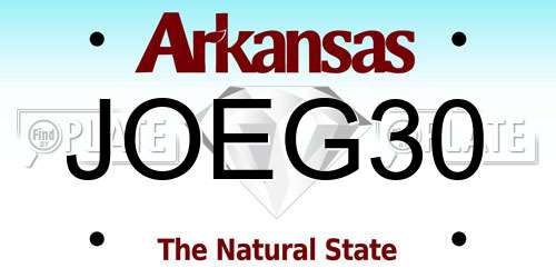 JOEG30 Arkansas License Plate