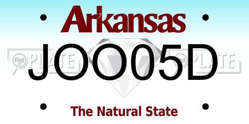 JOO05D Arkansas License Plate